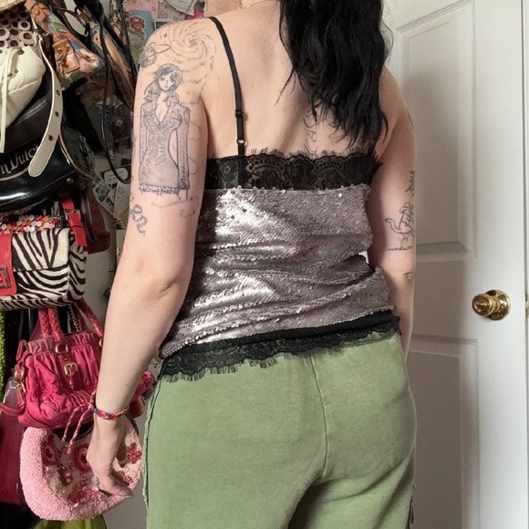 GUESS SPARKLY SEQUINS PARTY TANK Y2K SMALL - Picture 4 of 4